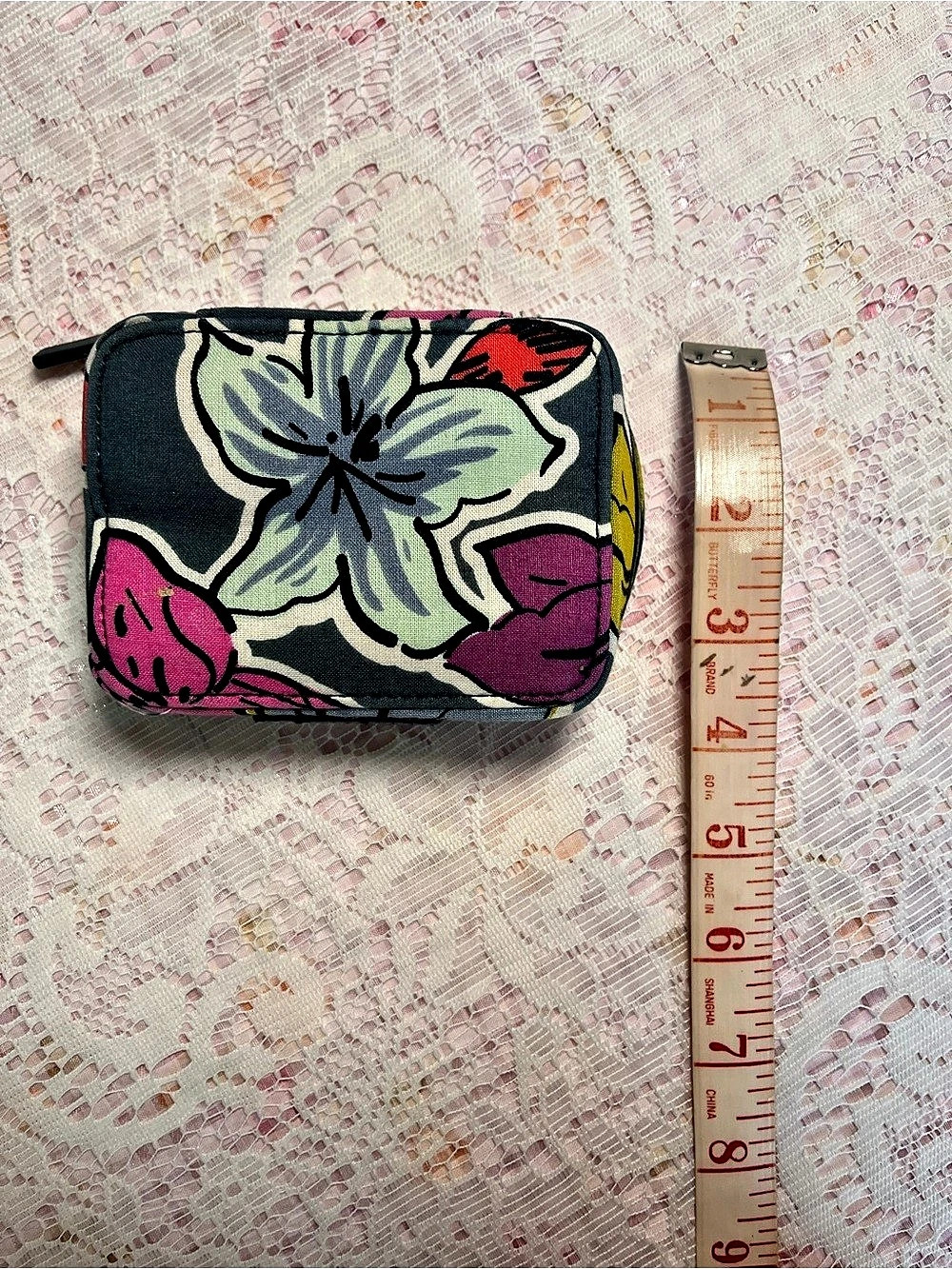 Vera Bradley Travel Pill Case in Black & Pink